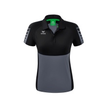 Erima Sport-Polo Six Wings (100% Polyester, taillierter Schnitt, schnelltrocknend) grau/schwarz Damen