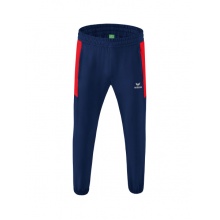 Erima Präsentationshose Team lang (100% Polyester, leicht, moderner schmaler Schnitt) navyblau/rot Jungen