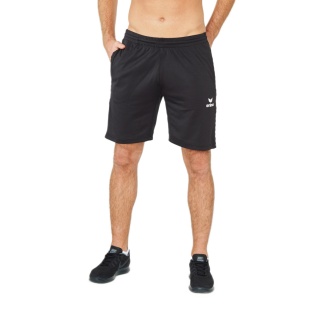 Erima Traininghose Short Basic (100% Polyester, Reißverschlusstaschen) kurz schwarz Herren