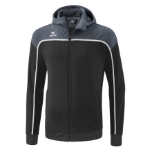 Erima Trainingsjacke Change mit Kapuze (rec. Polyester, strapazierfähig, mit Reißverschlusstaschen) schwarz/grau Jungen