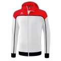 Erima Trainingsjacke Change mit Kapuze (rec. Polyester, strapazierfähig, mit Reißverschlusstaschen) weiss/rot Jungen