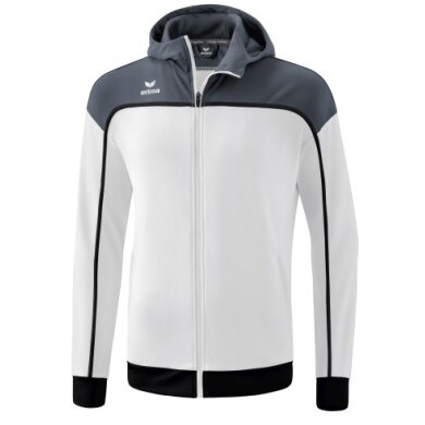 Erima Trainingsjacke Change mit Kapuze (rec. Polyester, strapazierfähig, mit Reißverschlusstaschen) weiss/grau Herren