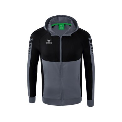 Erima Trainingsjacke Six Wings mit Kapuze (Baumwollmix, weich und bequem) grau/schwarz Jungen