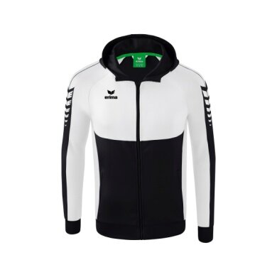 Erima Trainingsjacke Six Wings mit Kapuze (Baumwollmix, weich und bequem) schwarz/weiss Jungen