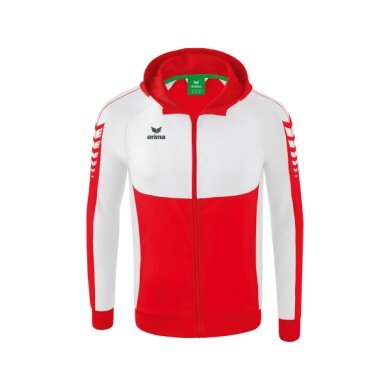 Erima Trainingsjacke Six Wings mit Kapuze (Baumwollmix, weich und bequem) rot/weiss Jungen