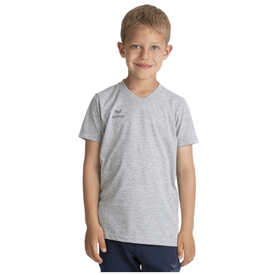 Erima Sport-Tshirt Basic Style (100% Baumwolle, V-Ausschnitt) grau Kinder