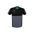 Erima Sport-Tshirt Six Wings (100% Polyester, schnelltrocknend, angenehmes Tragegefühl) grau/schwarz Jungen