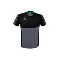Erima Sport-Tshirt Six Wings (100% Polyester, schnelltrocknend, angenehmes Tragegefühl) grau/schwarz Herren