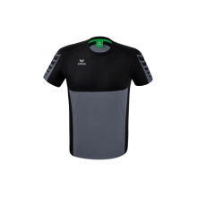 Erima Sport-Tshirt Six Wings (100% Polyester, schnelltrocknend, angenehmes Tragegefühl) grau/schwarz Herren