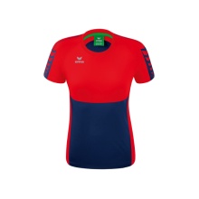 Erima Sport-Shirt Six Wings (100% Polyester, taillierter Schnitt, schnelltrocknend) navyblau/rot Damen