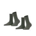 Esprit Tagessocken Crew Basic Uni (weiche Baumwolle) dunkelgrün Damen - 2 Paar