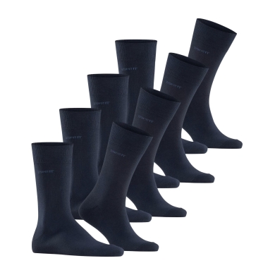 Esprit Tagessocken Crew Solid (Baumwolle) marineblau Herren - 4 Paar