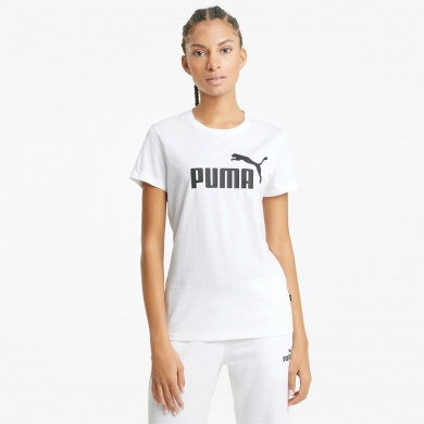 Puma Fitness-Shirt Essentials Logo (100% Baumwolle) weiss Damen