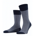 Falke Tagessocke Crew Oxford Stripe (Business-Strumpf mit Jacquard-Muster) atlantic blau Herren - 1 Paar