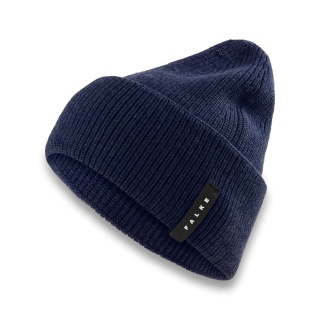 Falke Strickmütze (Beanie) Unisex - Merinowolle, Rippenstruktur - navyblau - 1 Stück