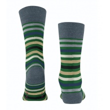 Falke Tagessocke Crew Tinted Stripe (Ringel-Design, optimale Haltbarkeit) grau/grün Herren - 1 Paar
