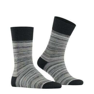 Falke Tagessocke Crew Sensitive Rooted (Ringelmuster, Baumwolle) schwarz/grau Herren - 1 Paar