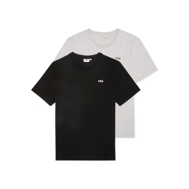 Fila Freizeit-Shirt Brod Tee (Baumwolle) grau/schwarz Herren - 2er Pack