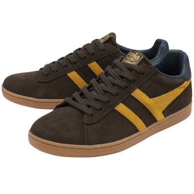 Gola Sneaker Equipe II Suede-Leder 2025 dunkelbraun/sonnengelb/navyblau Herren