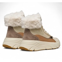 Geox Winterschuhe Diamanta B (Leder, mit seitlichen Reissverschluss) taupebraun/beige Damen
