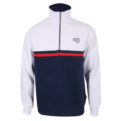 Gola Pullover 1/4 Zip Brushed Back Sweat Stripes weiss/navyblau Herren