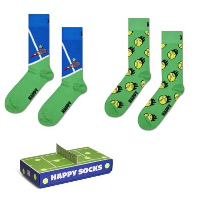 Happy Socks Tagessocke Crew Tennis Geschenkbox grün - 2 Paar