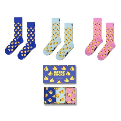 Happy Socks Tagessocke Crew Quietscheente Rubber Duck Geschenkbox - 3er