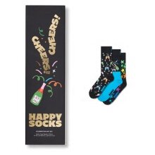 Happy Socks Tagessocke Crew Celebration (Cheers) Geschenkbox schwarz - 3 Paar