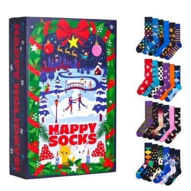 Happy Socks Tagessocke Crew Weihnachtsspecial #5 - Adventskalender 2025 mit 24 Paar - navyblau