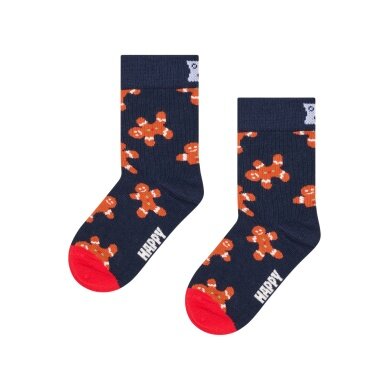 Happy Socks Tagessocke Kids Gingerbread (Lebkuchen) navyblau/rot Kinder - 1 Paar