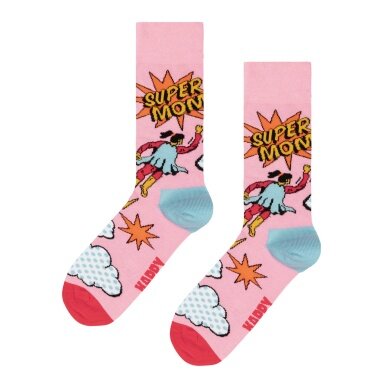 Happy Socks Tagessocke Crew Flying Super Mom pink - 1 Paar