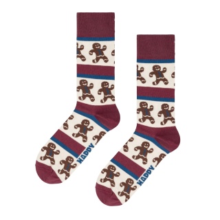 Happy Socks Tagessocke Crew Gingerbread Stripe (Lebkuchen) dunkelrot/weiss - 1 Paar