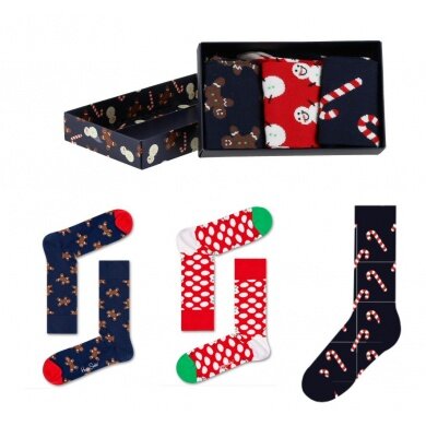 Happy Socks Tagessocke Crew Gingerbread Geschenkbox - 3 Paar