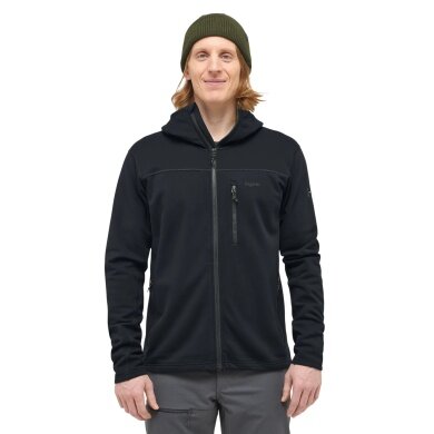 Haglöfs Fleecejacke Rosson mit Kapuze (Midlayer, 4-Wege-Stretch-Fleecematerial) schwarz Herren