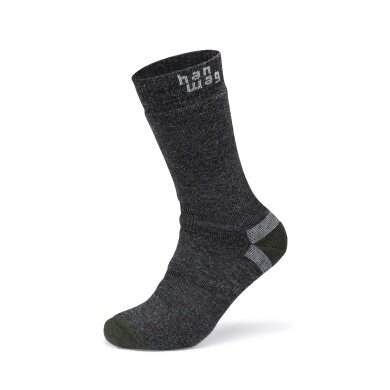 Hanwag Wandersocke Thermo Sock (warm, Wolle) asphaltgrau/dunkelgrün - 1 Paar