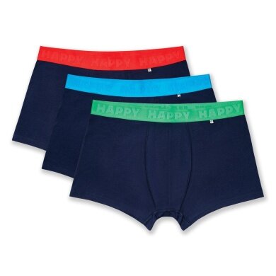Happy Socks Unterwäsche Boxershorts Solid (Baumwolle) navyblau Herren - 3 Stück