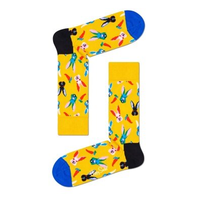 Happy Socks Tagessocke Crew Easter Bunny (Osterhase) gelb - 1 Paar