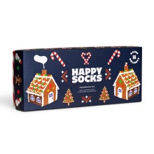Happy Socks Tagessocke Crew Gingerbread Cookies dunkelblau <b>Geschenkbox </b> - 4 Paar