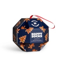 Happy Socks Tagessocke Crew Gingerbread Cookies Gift 2023 navyblau/braun <b>Geschenkbox </b> - 1 Paar