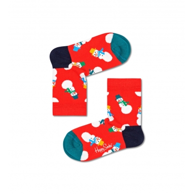Happy Socks Tagessocke Crew Kids Snowman (Schneemann) rot Kinder - 1 Paar