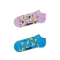 Happy Socks Tagessocke Sneaker Low Fruit (Ananas/Banane) fliederpink/blau - 2 Paar