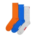 Happy Socks Tagessocke Crew Solid orange/blau/grau - 3 Paar