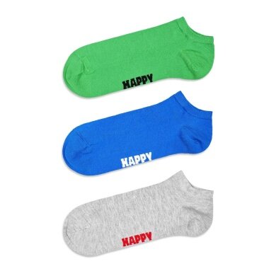 Happy Socks Tagessocke Sneaker Low Solid grün/blau/grau - 3 Paar