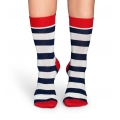 Happy Socks Tagessocke Crew Stripes weiss/navy/rot - 1 Paar