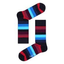 Happy Socks Tagessocke Crew Stripes schwarz/rot/blau - 1 Paar
