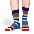 Happy Socks Tagessocke Crew Stripes blau/orange/rot - 1 Paar
