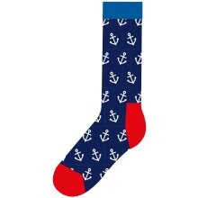 Happy Socks Tagessocke Crew Big Anchor (Anker) dunkelblau/rot - 1 Paar