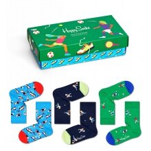 Happy Socks Tagessocke Crew Kids Sport Gift Geschenkbox grün Kinder - 3 Paar