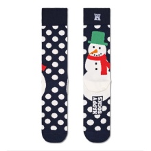 Happy Socks Tagessocke Crew Jumbo Snowman (Schneemann) dunkelblau/weiss - 1 Paar