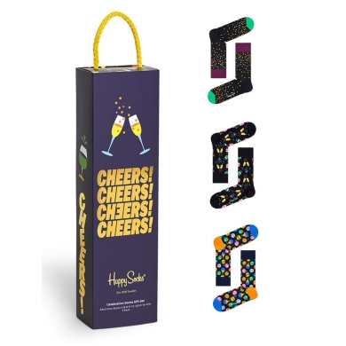 Happy Socks Tagessocke Crew Celebration (Cheers) <b>Geschenkbox </b> - 3 Paar